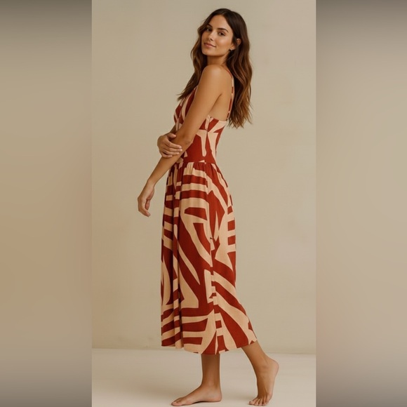 Mon Renn Surreal Midi Dress Tropico Print Cotton Red/Coral
Large - Picture 3 of 10